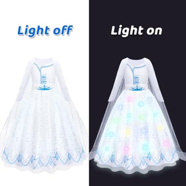 Meland Princess Dress Up for Girls 3-10 - Dress Up Clothes for Kids Pretend Play, Light Up Halloween Costume for Girls(M,5-6 Years) - Image 6