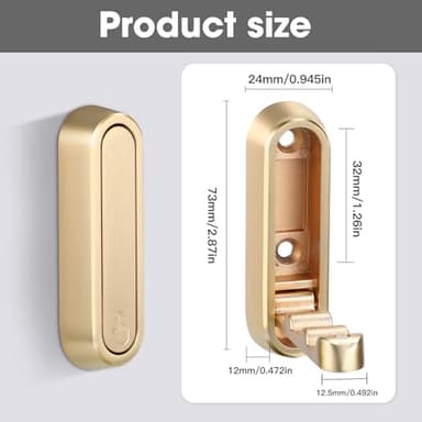 Dntorx Folding Coat Hooks, 2 Pcs Foldable Gold Wall Hooks Heavy Duty Foldable Hook Bathroom Towel Hooks Robe Hooks Wall Mounted for Hanging Coat Towels Clothes Hat Bags Keys - Image 3