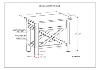SIMPLIHOME Kitchener SOLID WOOD 14 inch Wide Rectangle Contemporary Narrow Side Table in Hickory Brown for the Living Room and Bedroom - Image 3