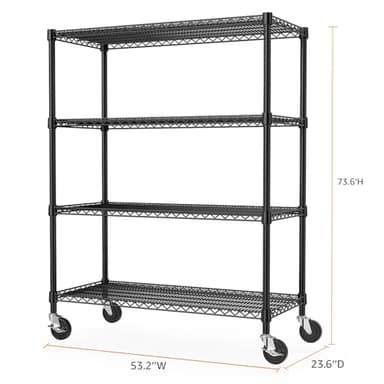 M MZG Industrial Metal 4 Tier Shelving for Garage, Pantry, Warehouse, Basement Utility Room, Storage Rack Metal Shelving Unit, Shelf Organizer, Black 23.6" D x 53.2" W x 73.6" H - Image 3