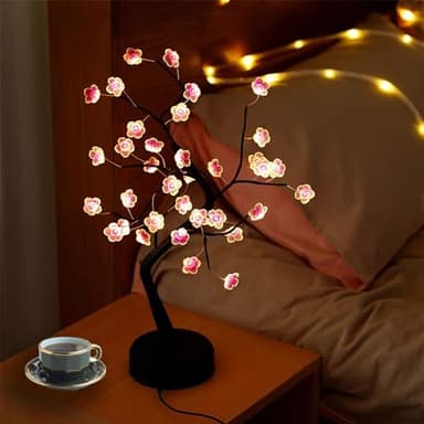 36 LED Cherry Blossom Sparkly Fairy Spirit Tree Lights, DIY Artificial Tree Battery/USB Operated, Tabletop Tree Lamp for Bedroom Christmas Indoor Room Decor Night Lights (Warm White) - Image 3