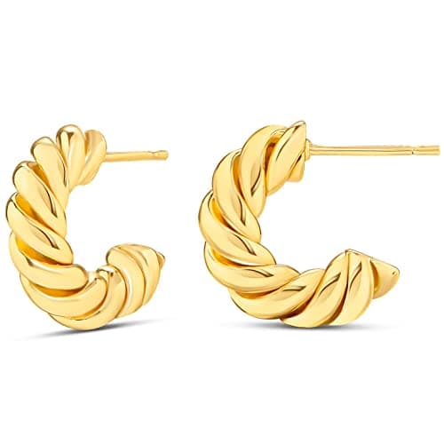 Amazon Essentials 14K Gold Plated Twisted Rope Hoop 15mm, Yellow 14K Gold - Image 1