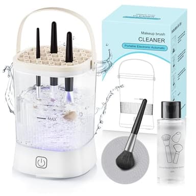 Electric Makeup Brush Cleaner - 9000 RPM Makeup Brush Cleaning Machine, IP65 Waterproof Automatic Makeup Brush Cleaner for Makeup Sponges and Brushes(White) - Image 1