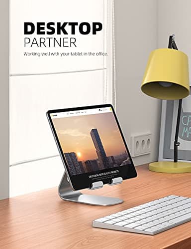 Lamicall Tablet Stand, Adjustable Tablet Holder - Desktop Stand Dock Holder Compatible with 4-13" Tablets Such as iPad Pro 11, 9.7, 10.5, 12.9 Air Mini, Kindle, Tab, iPhone Air 17 Pro Max, Silver - Image 3