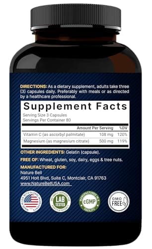 NatureBell 2 Pack Magnesium Citrate 500mg, 480 Capsules | 2-in-1 with Fat Soluble Vitamin C | Pure Elemental Form | Filler Free, Non-GMO, No Gluten - Image 8