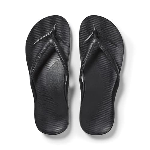 Archies Arch Support Flip Flops for Men & Women – Orthotic Sandals for Plantar Fasciitis Relief – Lightweight, Cushioning, Shock-Absorbing Sandals for Walking, Foot Pain & All-Day Comfort - Black (US Men's 8 / US Women's 9) - Image 1
