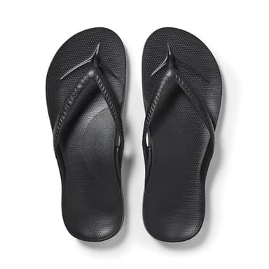 Archies Arch Support Flip Flops for Men & Women – Orthotic Sandals for Plantar Fasciitis Relief – Lightweight, Cushioning, Shock-Absorbing Sandals for Walking, Foot Pain & All-Day Comfort - Black (US Men's 8 / US Women's 9) - Image 1