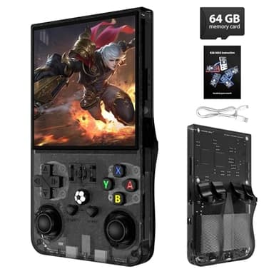 R36MAX Retro Handheld Game Console, 18000+ HD Games Mini Retro Video Console, 4.0 Inch IPS Screen, 64GB Memory, Portable Arcade Video Gaming Console Gift for Adults, Black - Image 1
