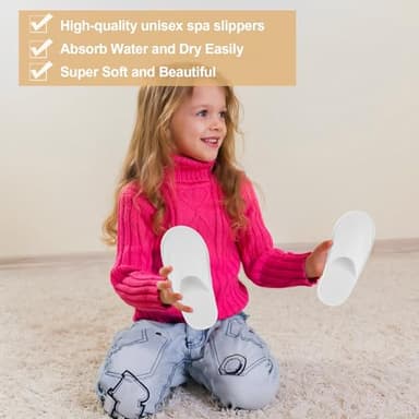 EBIEFLY 6 Pairs of Spa Slippers for Kids Hotel Babouches Disposable Outdoor Travel Swimming House Boys Girls Slipper Non-slip Soles for Children 6-10 Years Old - Image 4