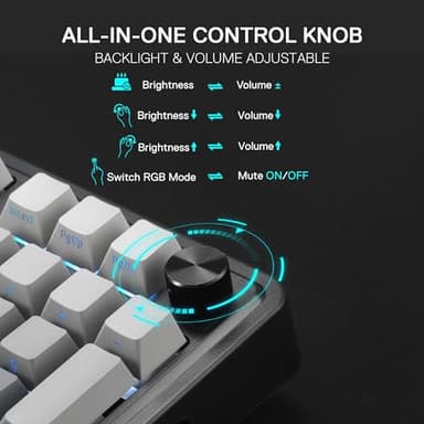Redragon K686 PRO 98 Keys Wireless Gasket RGB Gaming Keyboard, 3-Mode PBT Mechanical Keyboard w/Hot-Swap South-Facing RGB Socket, Dedicated Knob Control & 5-Layer Noise Dampening, Gradient PBT Keycaps - Image 6