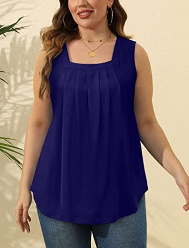 Saloogoe Sleeveless Tops for Women Dressy Business Casual Outfits Flowy Summer Shirts Navy Blue S - Image 5