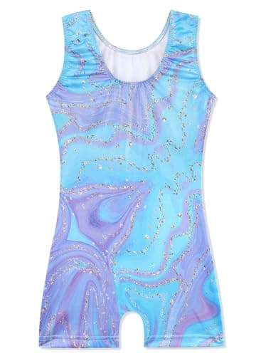 HOZIY Gymnastics Leotards for Girls 4t 5t Blue Purple Marble Print Gold Liquid Tumbling Outfits Dance Clothing Clothes Biketard Sparkle - Image 2