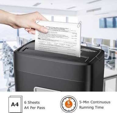 Bonsaii 6 Sheet High Security Micro Cut Paper Shredder, Credit Cards/Mail/Staples/Clips Shredder for Home Use with 4.2 Gallon Bin (C261-D) - Image 3