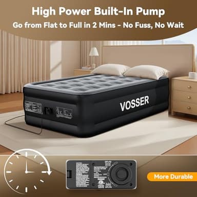 VOSSER Air Mattress Twin with Built in Pump,18” Raised Blow Up Mattress,Inflatable Mattress in 2 Mins,Single Twin Size Air Mattress for Home,Floor&Camping, Air Bed for Adults,330LB Max,Black - Image 7