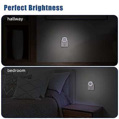 White Night Lights Plug into Wall, 4 Packs Dimmable Night Light with Dust to Dawn Sensor, Automatically Turn on and Off, Gentle Glow Nightlight for Bathroom,Bedroom,Stairs,Kitchen,Hallway, White - Image 6