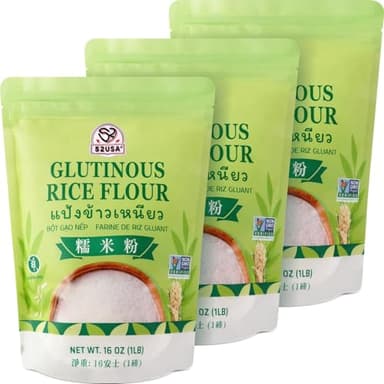 52USA Glutinous Rice Flour 48 Ounce (Basic), 1 Pound (Pack of 3), Rice Flour for Baking or Cooking, Product of THAILAND, All Natural White Rice Flour, Vegan - Image 1