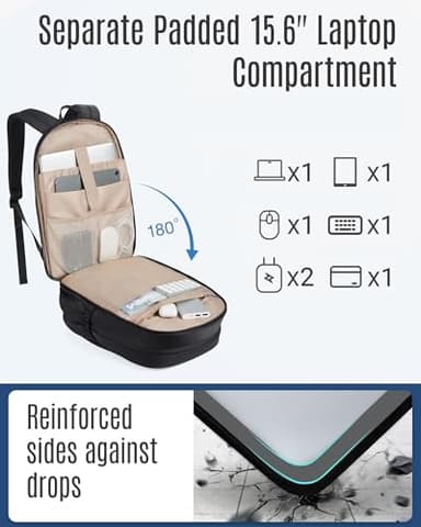 LIGHT FLIGHT 17.3" Laptop Backpack for Women, Large Black Travel Backpacks with USB Charging Hole, Water Resistant, Large Capacity, Daypack for College, Work, Casual Computer Bags - Image 4