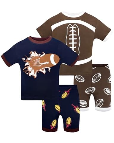 DAUGHTER QUEEN Boys Football Pajamas Set Short Sleeve Pjs for Boys Summer Pj Kids 100% Cotton Sleepwear Sleeping Clothes Jammies Size 9 10 Age 8-10 Years Old Large - Image 8