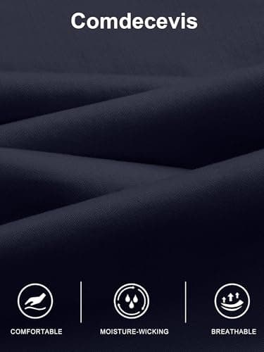 Comdecevis Men's Casual Cargo Pants Workout Joggers Stretch Sweatpants Hiking Drawstring Tactical Pants with Multi Pockets Blue - Image 5