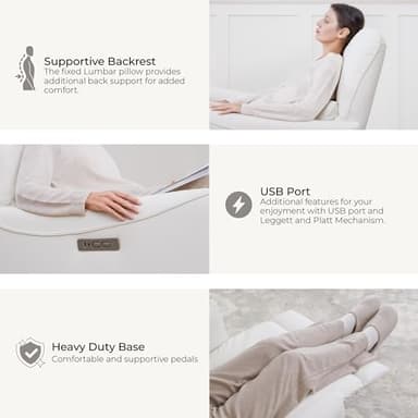 CHITA Power Recliner Chair Swivel Glider, FSC Certified Upholstered Faux Leather Living Room Nursery Reclining Sofa Chair with Lumbar Support, White - Image 7