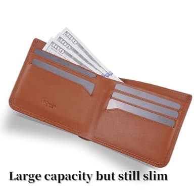 Mrain Full Grain Genuine Leather Wallet for Men (Caramel) | Minimalist Style | RFID Blocking | Bifold | Coin Pocket | Ultra Slim | Gift for Him - Image 2
