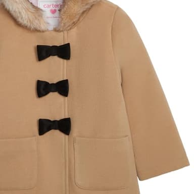 Carter's Baby Girls Faux Wool Winter Dress Coat, Khaki, 12 Months - Image 4