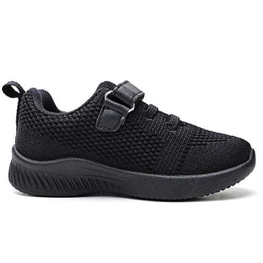 nerteo Toddler Sneakers Boys Girls Kids Running School Uniform Shoes | Breathable, Lightweight. Machin Washable All Black 13 M US Little Kid - Image 8