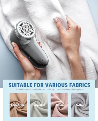 POPCHOSE Fabric Shaver, Lint Remover for Clothes, Electric Lint Shaver with 6-leaf Blades, Sweater Shavers to Remove Pilling for Clothing, Couch, Furniture, Fuzz, Lint Ball, Pillings, USB Rechargeable - Image 8