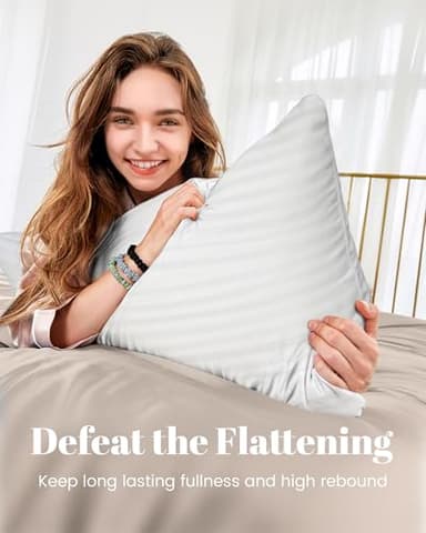 Qnoon Hotel Collection Bed Pillows for Sleeping, Bed Pillows Queen Size Set Of 2,Gusseted Pillow for Back, Stomach or Side Sleepers - Image 6