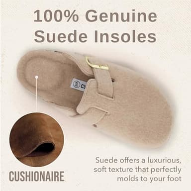 CUSHIONAIRE Hana Womens Clogs | Comfortable Vegan Suede Clogs for Women | Slip On Potato Shoes with Cork Footbed & Arch Support| Sand 7 - Image 3