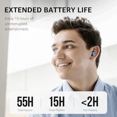 TOZO T10 Wireless Earbuds Bluetooth 5.3 Headphones, App Customize EQ, Ergonomic Design, 55H Playtime, Wireless Charging Case, IPX8 Waterproof Sound in-Ear Headset, 2025 New Version - Image 3
