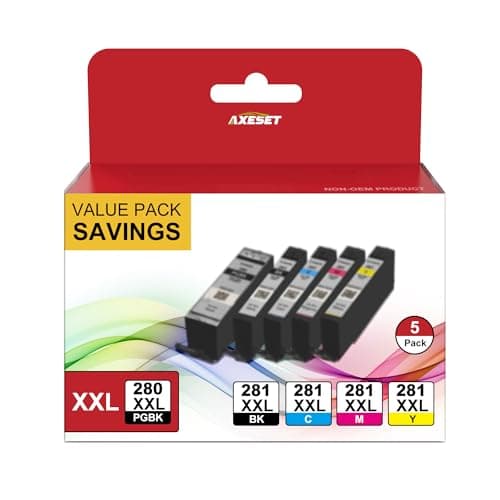 PGI-280XXL CLI-281XXL 5 Color Value Pack Replacement for Canon 280 281 Ink Cartridges Compatible with Printer TR8520 TR8620a TR8620 TR7520 TR8600 TS9120 TS8120 TS6120, PGBK Black Cyan Magenta Yellow - Image 1