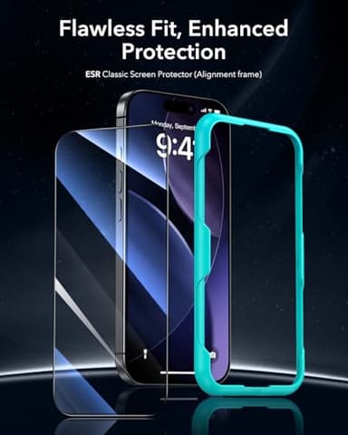 ESR 3 Pack for iPhone 17/iPhone 16 Pro Screen Protector, [9H Hardness] [Military Grade Shatterproof] Full Coverage Tempered Glass Film with Easy Installation Tool, HD Clear, Scratch Resistant - Image 2