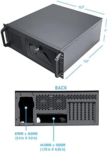 Rosewill 4U Server Chassis Rackmount Case | 7 3.5" Bays, 2 5.25" Devices| ATX, CEB Compatible | 1 120mm PWM Fan, 2 80mm PWM Fans | 2X USB 3.0 | Front Panel Lock and Key | Silver/Black - RSV-R4100U - Image 7