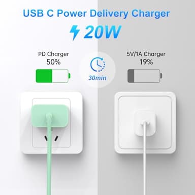 Dayaoncy Compatible with iPhone Charger Fast Charging, 20W USB C Wall Charger with 3Pack 10FT USB C to Lightning Cable, Phone Cable Fast Charging Compatible withi Phone 14/13/12/12 Pro Max/11 - Image 5