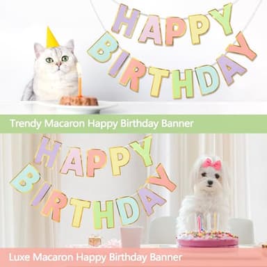 LITAUS Happy Birthday Banner & Sign - 9ft Pre-Strung No Assembly | Pastel Birthday Decorations for Women, Girls, Boys, Adults, Pets | Party Backdrop, Wall Decor for All Celebrations - Image 6