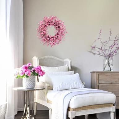 Bibelot Spring Blossom Wreath for Front Door, Artificial Forsythia Flower 18" Wall Decor - Image 7
