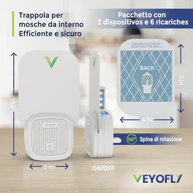 VEYOFLY Fly Trap Indoor, Fruit Fly Traps for Indoors Flying Insect (2 Device + 6 Refills) Gnat Traps for House Indoor, Bug Zapper Indoor, Gnat Killer Catcher & Fruit Fly Killer Light Plug in - Image 2