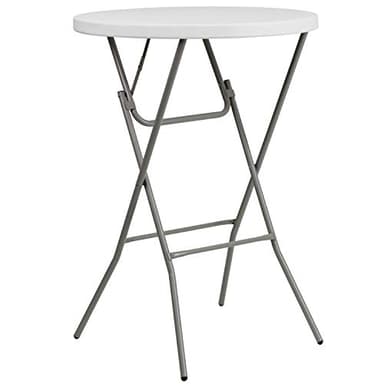 Flash Furniture 32" Round Folding Bar Height Tables for Parties and Commercial Events, Indoor/Outdoor Plastic Bar Height Folding Tables, Set of 4, White - Image 3