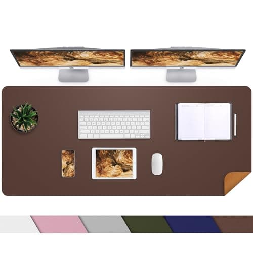 Leather Desk pad Protector, Large Desk mat with Natural Cork & PU Leather,Mouse pad,Non-Slip Office Desk Mat,Waterproof Desk Writing Pad for Office and Home (47in*23.7in,Coffee) - Image 1
