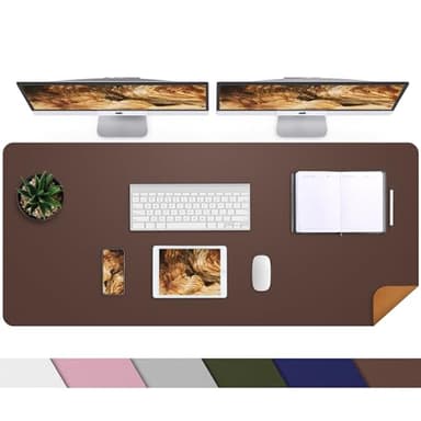 Leather Desk pad Protector, Large Desk mat with Natural Cork & PU Leather,Mouse pad,Non-Slip Office Desk Mat,Waterproof Desk Writing Pad for Office and Home (47in*23.7in,Coffee) - Image 1