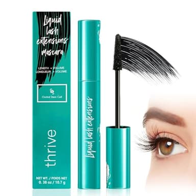 Black-Thrives Mascara Liquid Lash Extensions Cosmetics, Premium Waterproof Smudge-Proof Natural No Clumping Thick and Volumising & Lengthening Lasting All Day (Rich Black） - Image 1