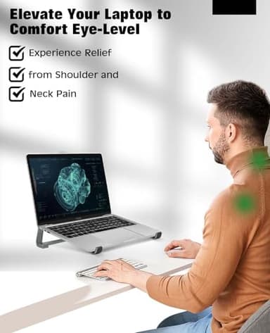Thibault Aluminum Laptop Stand for Desk - Cooling Ergonomic Design - Fits MacBook Air Pro/DELL/HP/Lenovo/ThinkPad/Alienware - 14/15.6/16 -Easy Assembly- Ventilated Laptop Stand - Blue Grey - Image 2