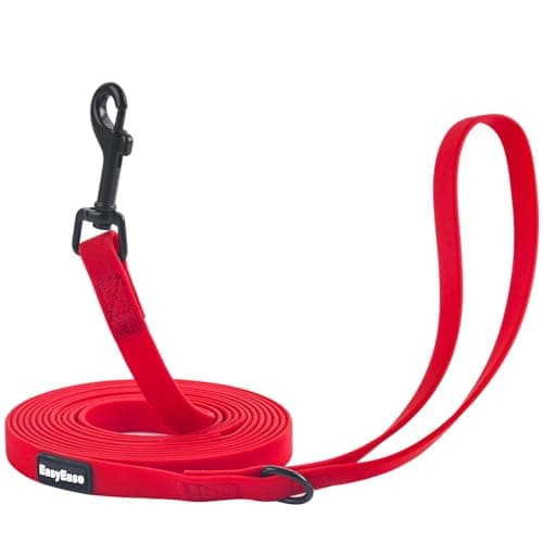 Dog Leash with Electroplated Black Hardware, Lightweight Leash with Traffic Handle, 10FT Waterproof Red Dog Lead Coated with Durable and Odor Free Material for Small and Medium Dogs - Image 1