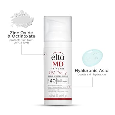 EltaMD UV Daily SPF 40 Face Sunscreen Moisturizer with Zinc Oxide, Daily Face Moisturizer with SPF, Sunscreen, For Dry Skin 1.7 oz Pump (Pack of 2) - Image 6
