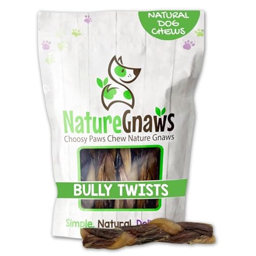 Nature Gnaws Braided Bully Twists for Dogs 5-6" (10 Count) - Long Lasting for Small and Medium Dogs - Natural Beef Dog Chew Bones - Image 1