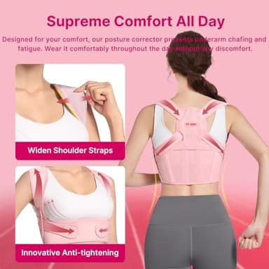 Fit Geno Posture Corrector for Women: Adjustable Lightweight Upper Back Brace for Neck Shoulder & Upper Back Pain Relief - Improve Posture Correct Hunchback Slouching Kyphosis Invisible Under Clothes (XS/S Under Bust 26"-37") - Image 4