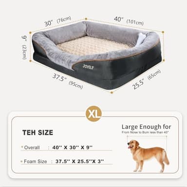 JOYELF XLarge Memory Foam Dog Bed, Orthopedic Dog Bed & Sofa with Removable Washable Cover and Squeaker Toy as Gift - Image 2
