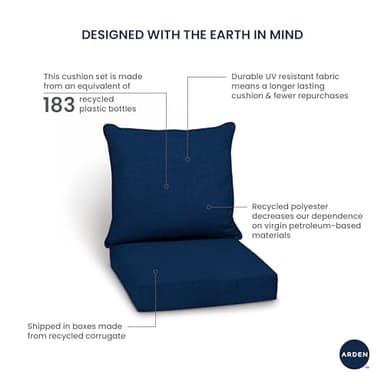 Arden Outdoor Deep Seat Cushion Set, 24 in x 24 in, Weather-Proof, Rain-Proof, Fade Resistant Patio Cushion for Chair, Sofa, and Couch Simone Blue Tropical - Image 11