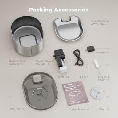 Smartoo Wireless Cat Water Fountain Stainless Steel, 152oz/4.5L Cat Fountain Battery Operated, Cordless Pet Water Fountain for Cats & Dogs with Motion Sensor, Ultra Quiet Pump, Multi-Filtration - Image 7